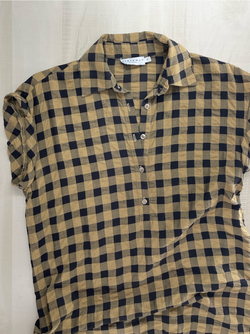 HARSHMAN plaid shirt dress textured small lagenlook - Picture 2 of 7